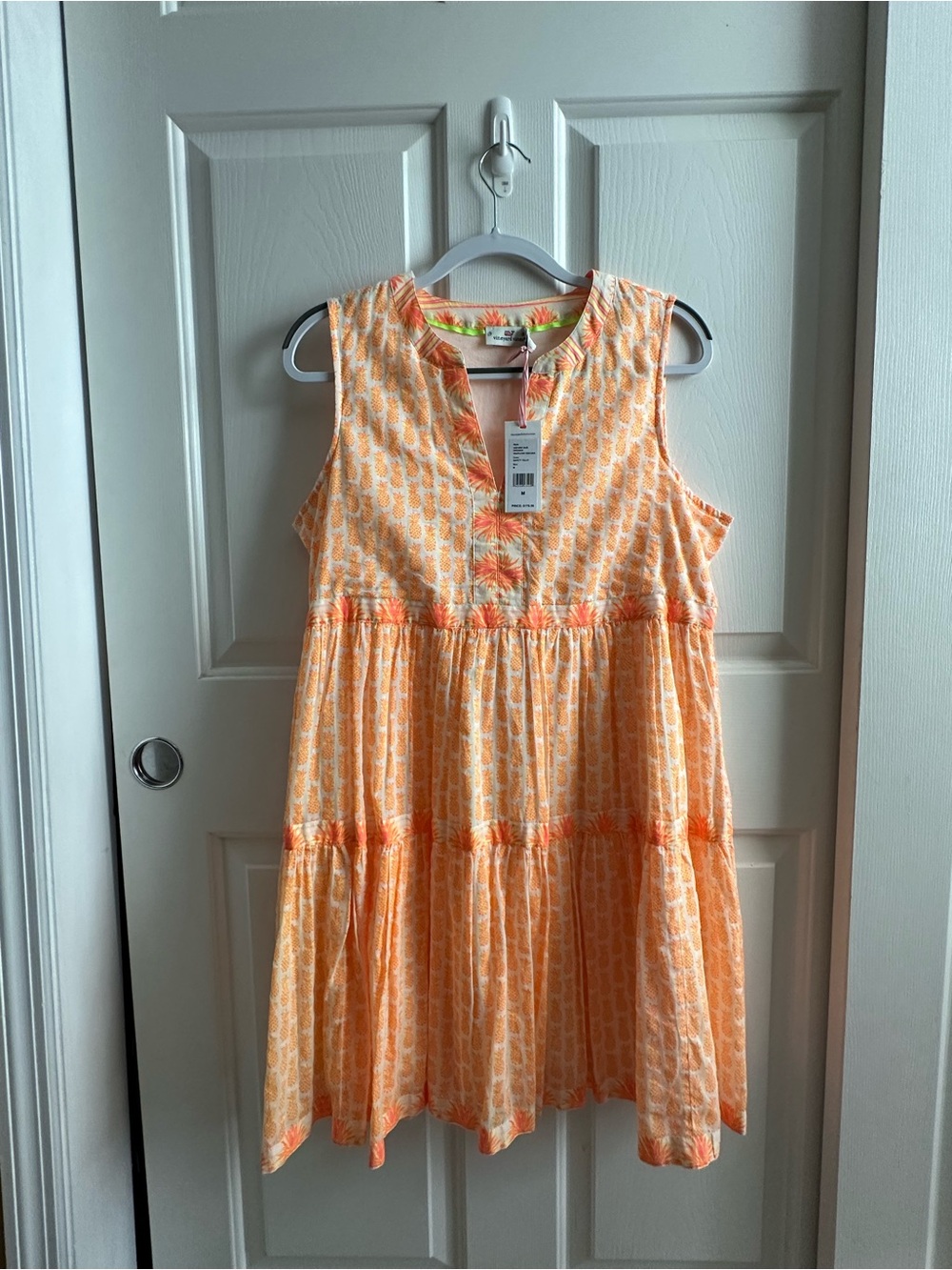 Vineyard Vines Sleeveless Orange Printed Shift Dress - Picture 2 of 4